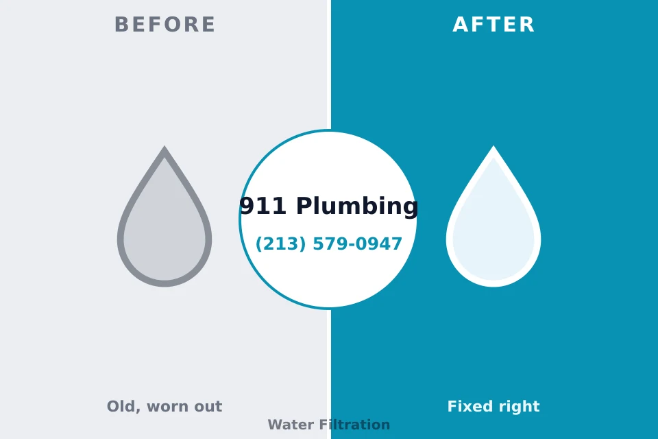 Before and after: plumbing repair Villa Park, CA